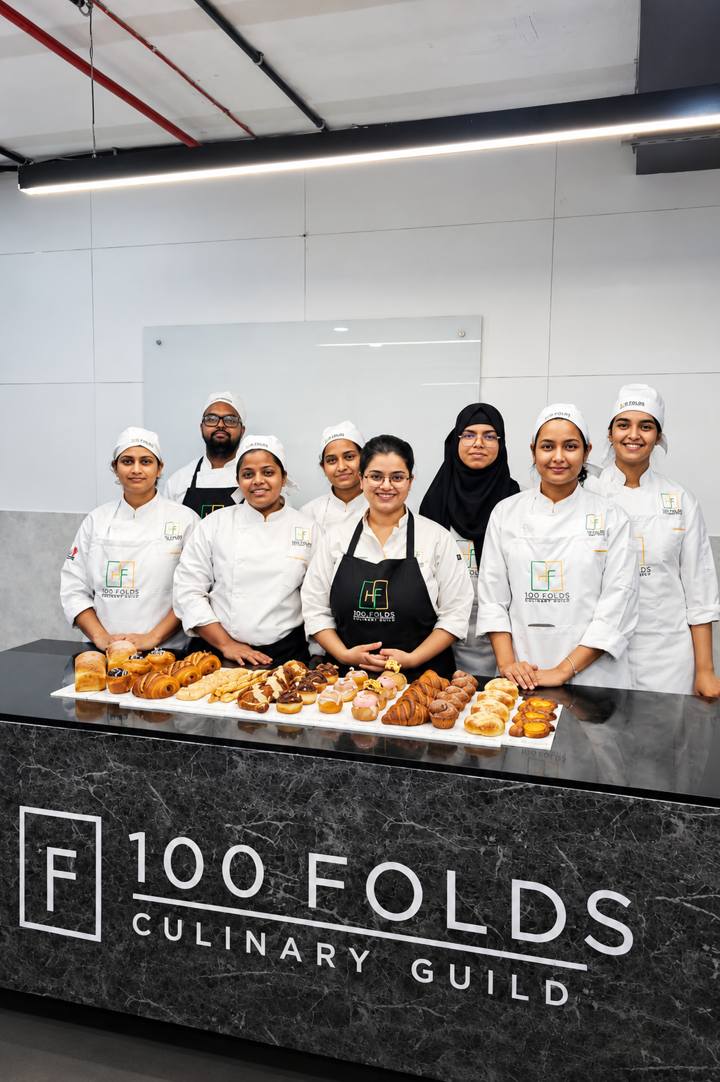 Diploma batch students with Breakfast Pastries Display